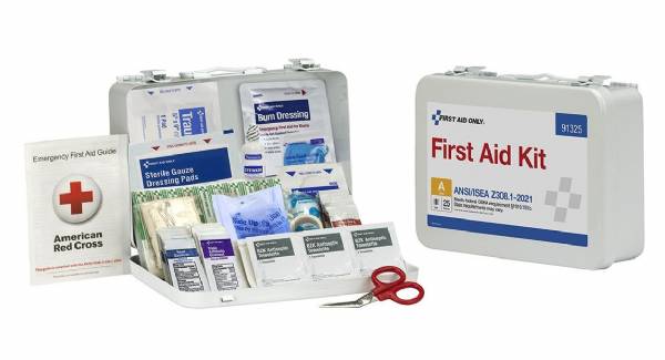 25 Person ANSI 2021 Class A First Aid Kit - Metal case